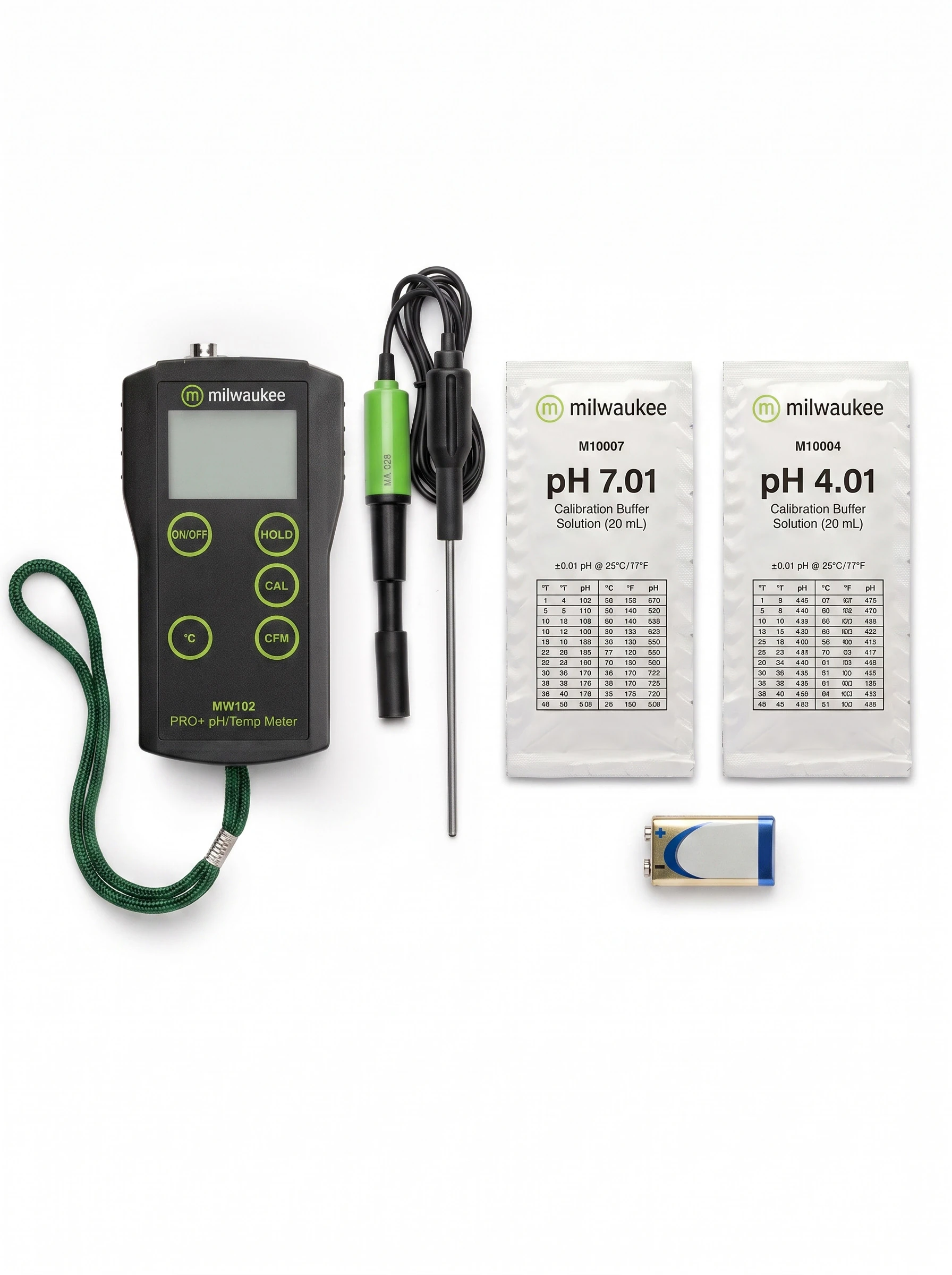 Medidor de pH y Temperatura portatil con calibración automática MW102 Milwaukee