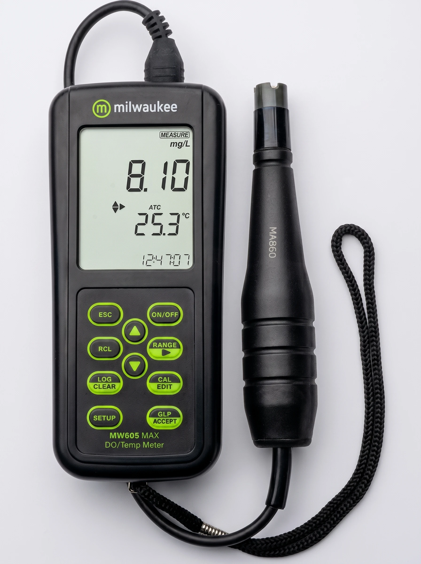 Medidor de oxígeno disuelto y temperatura portatil