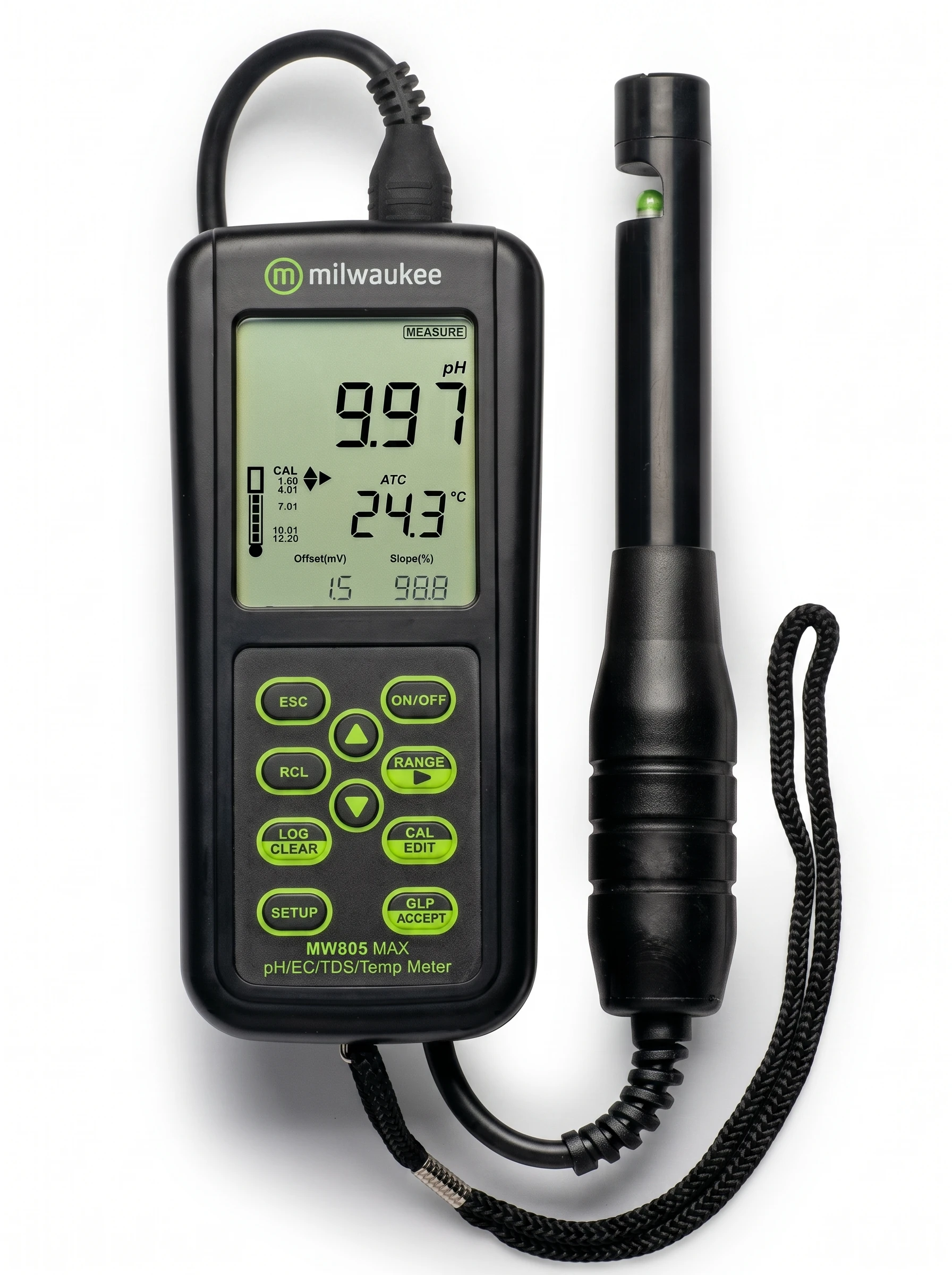 Medidor de pH/CE/TDS y Temperatura portatil